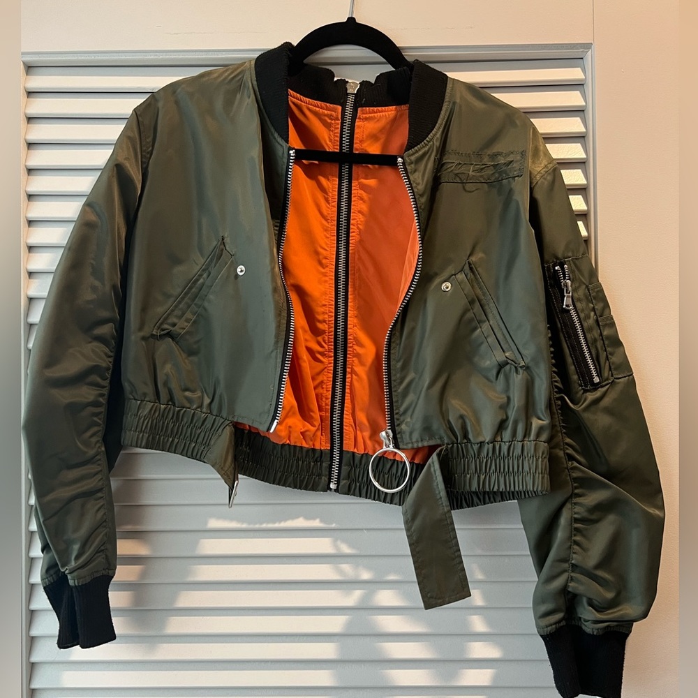 Zara reversible cropped bomber jacket